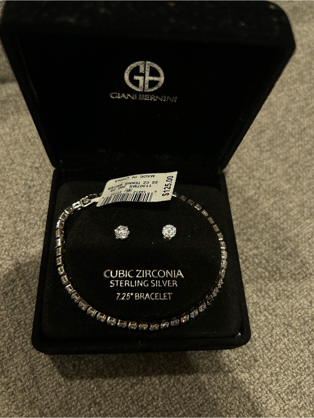 Giani Bernini Cubic Zirconia Sterling Silver Tennis Bracelet 7.25in Box Chain